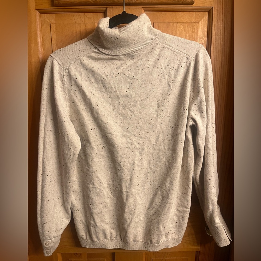 Talbots Women's Large Cream Turtle Neck Speckled Confetti Classic